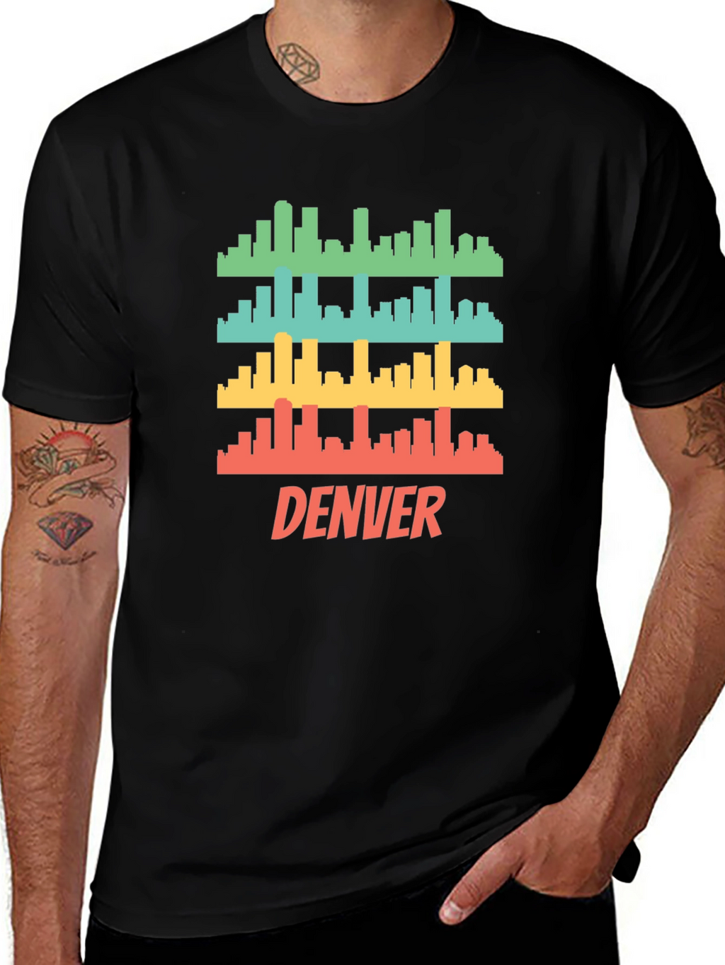 Denver Skyline Mens Black Graphic Tee