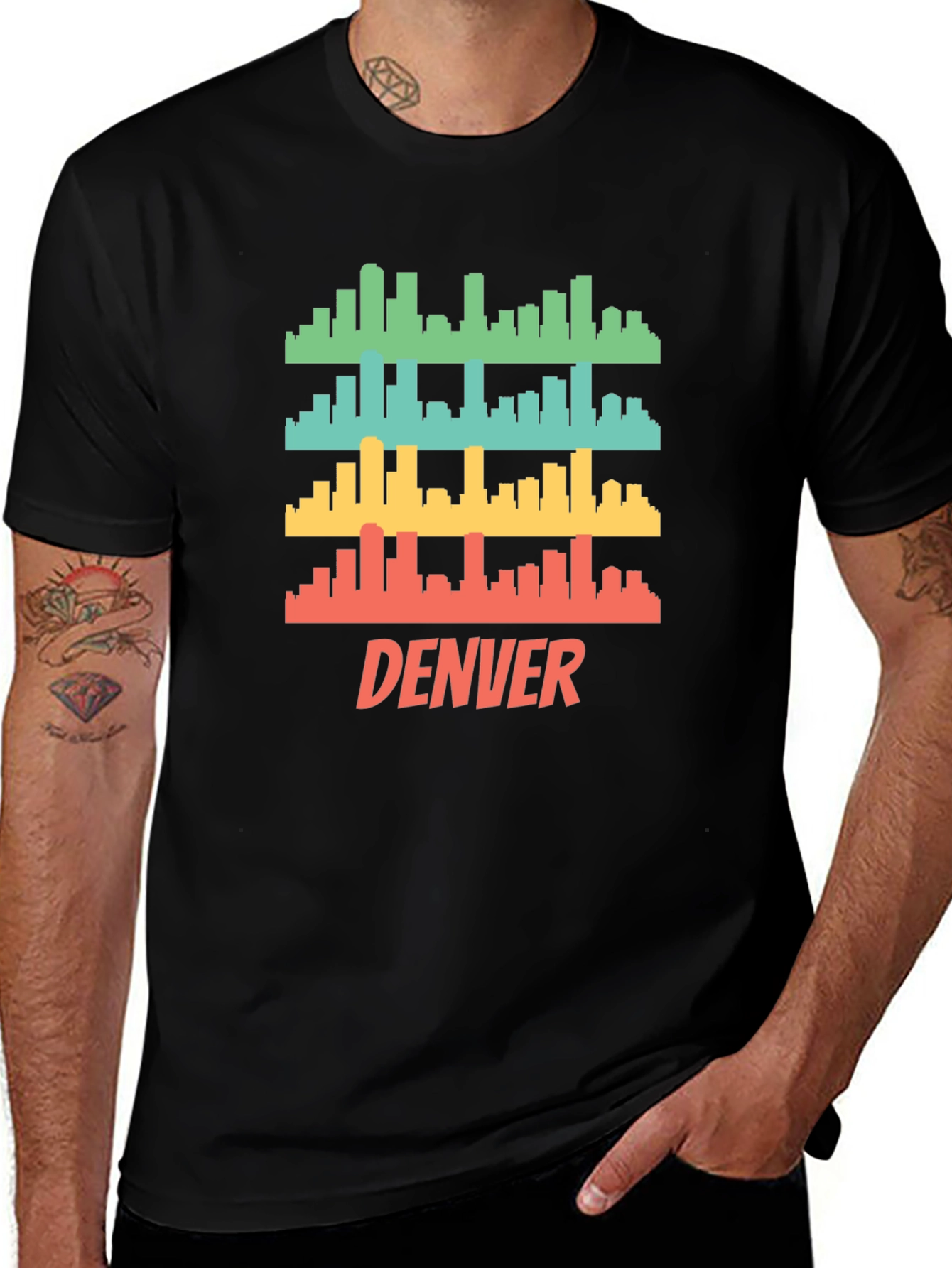 Denver Skyline Mens Black Graphic Tee