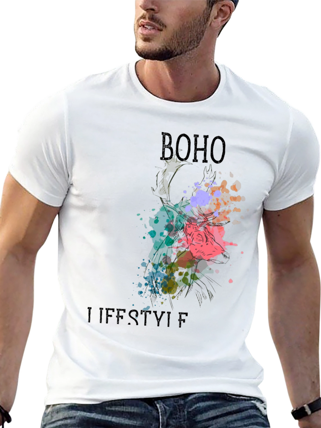 Boho Lifestyle Black T-Shirt - Stylish Graphic Tee