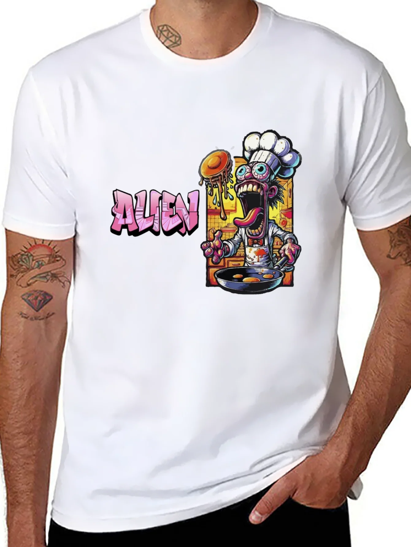 Alien Chef Black Graphic T-Shirt