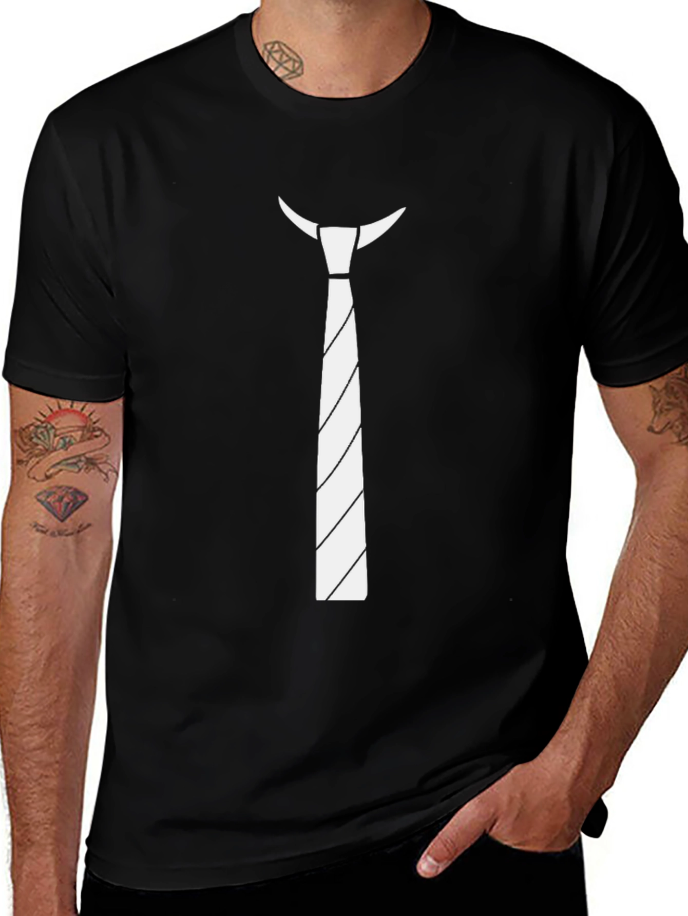 Novelty Tie Print T-Shirt - Funny Casual Wear