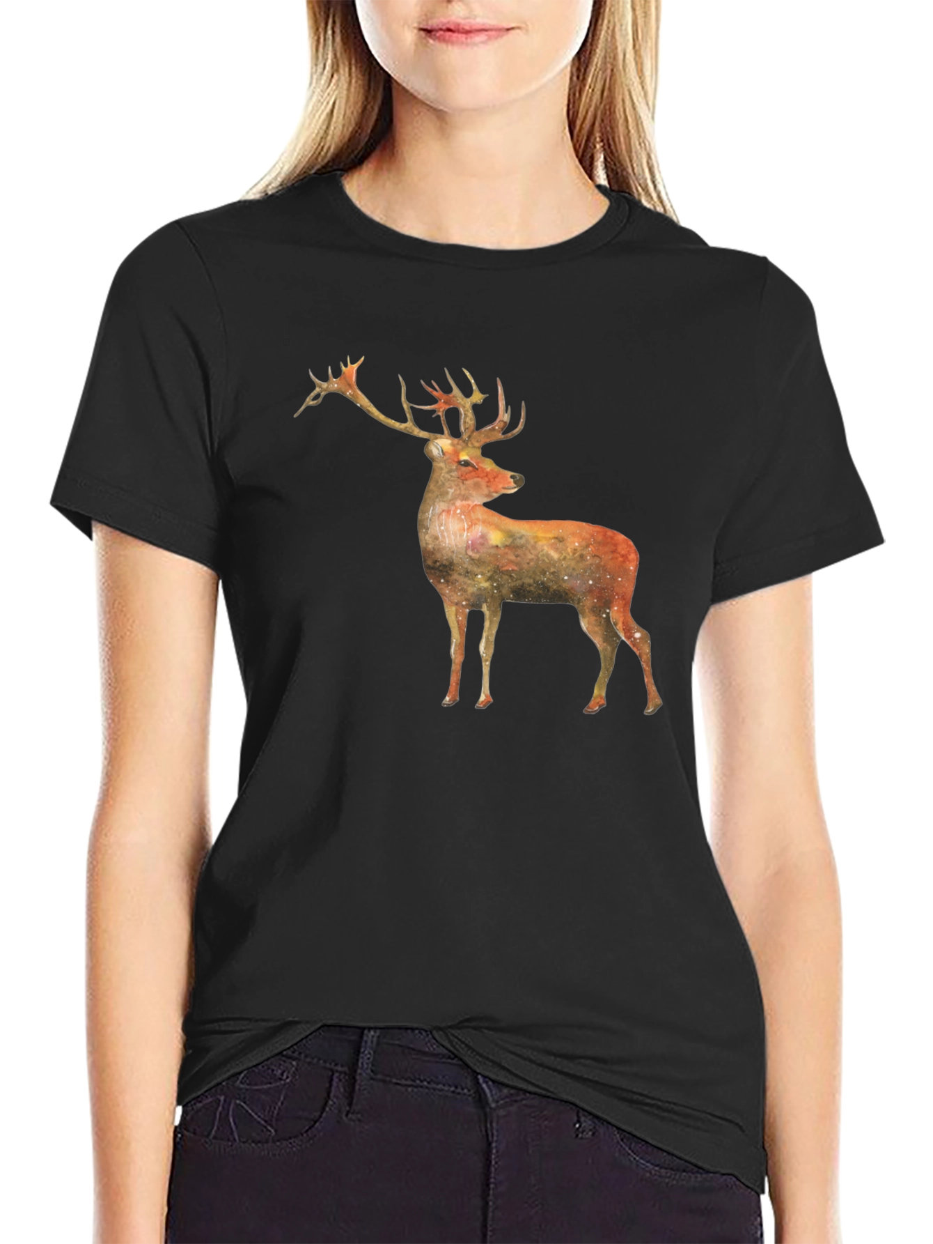 Stag Galaxy T-Shirt - Black Graphic Tee