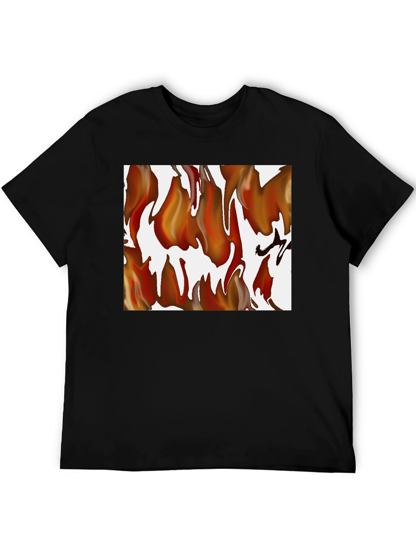 Fiery Flames Graphic Print Black T-Shirt