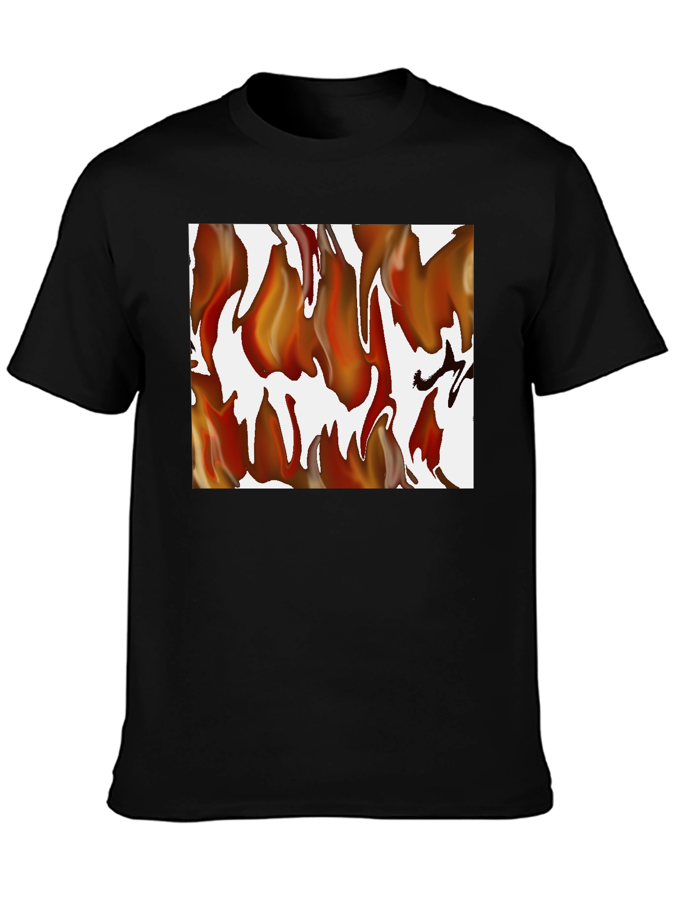 Fiery Flames Graphic Print Black T-Shirt