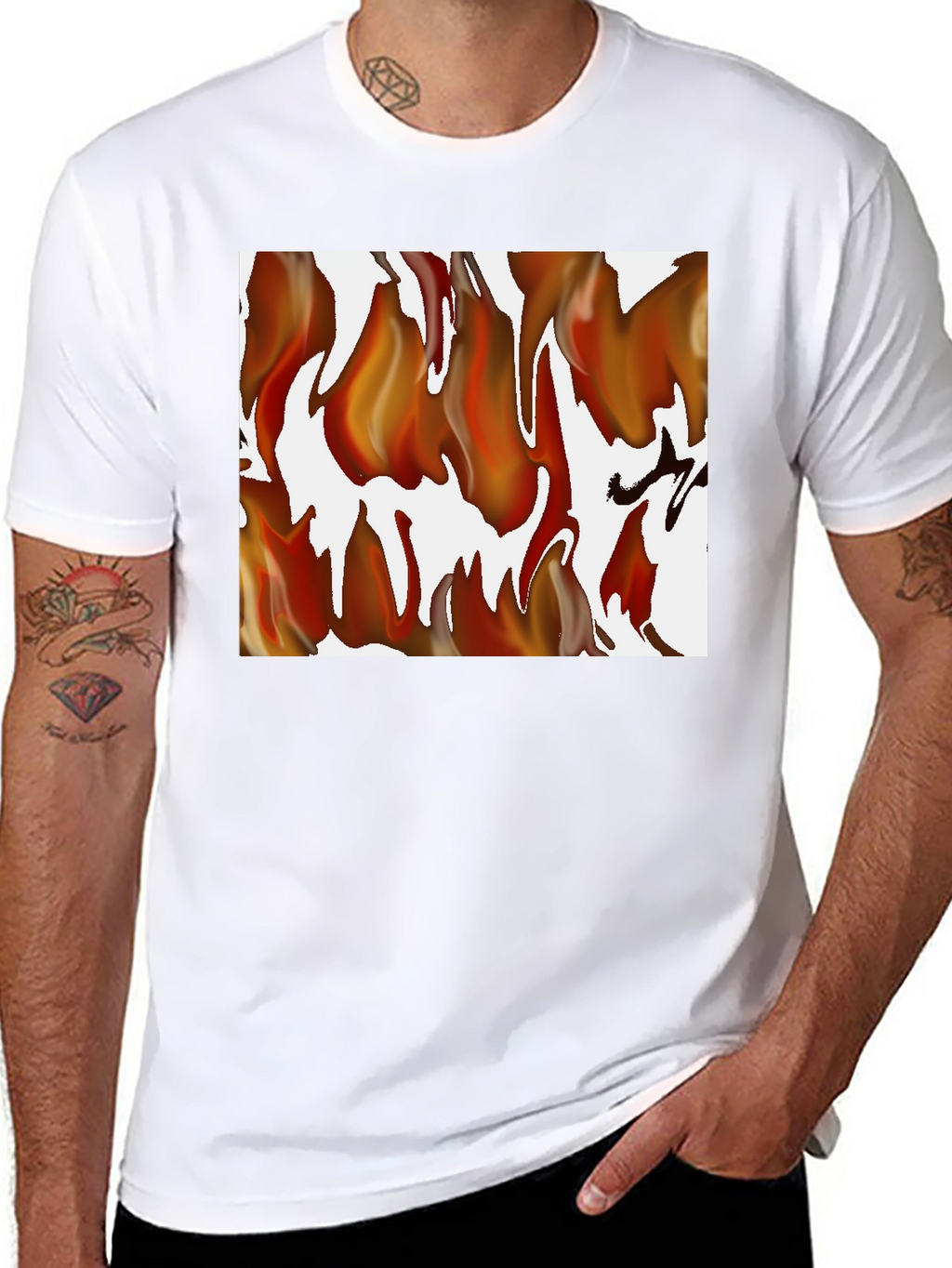 Fiery Flames Graphic Print Black T-Shirt