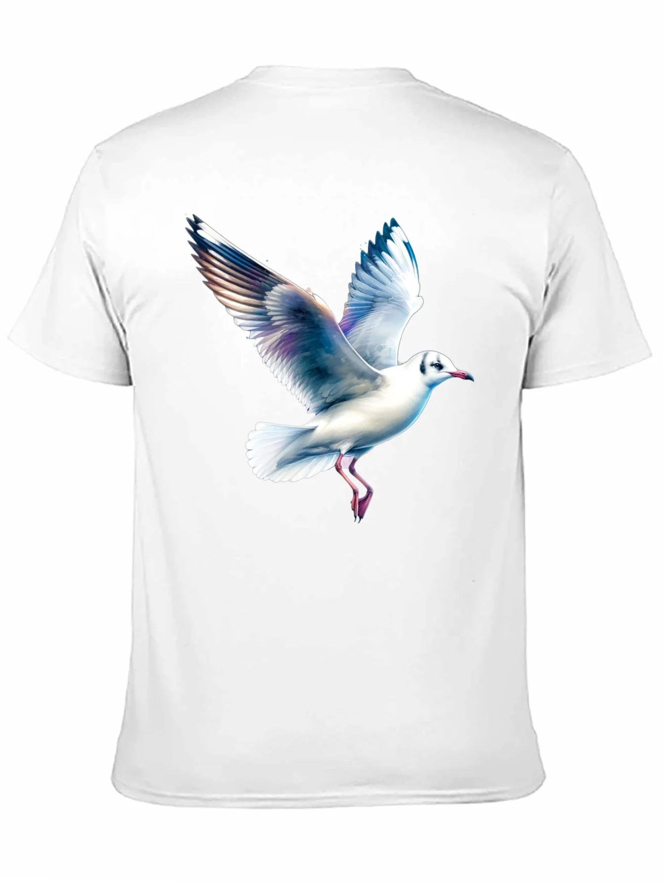 Black T-Shirt with Seagull Print