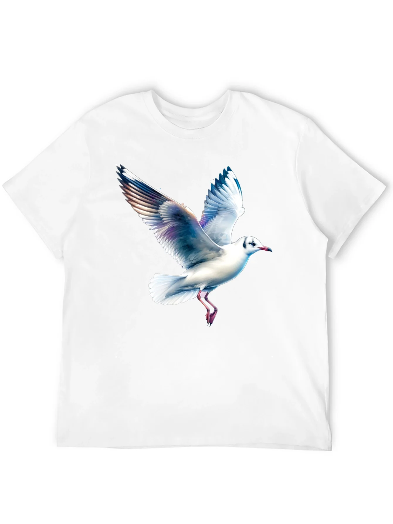 Black T-Shirt with Seagull Print