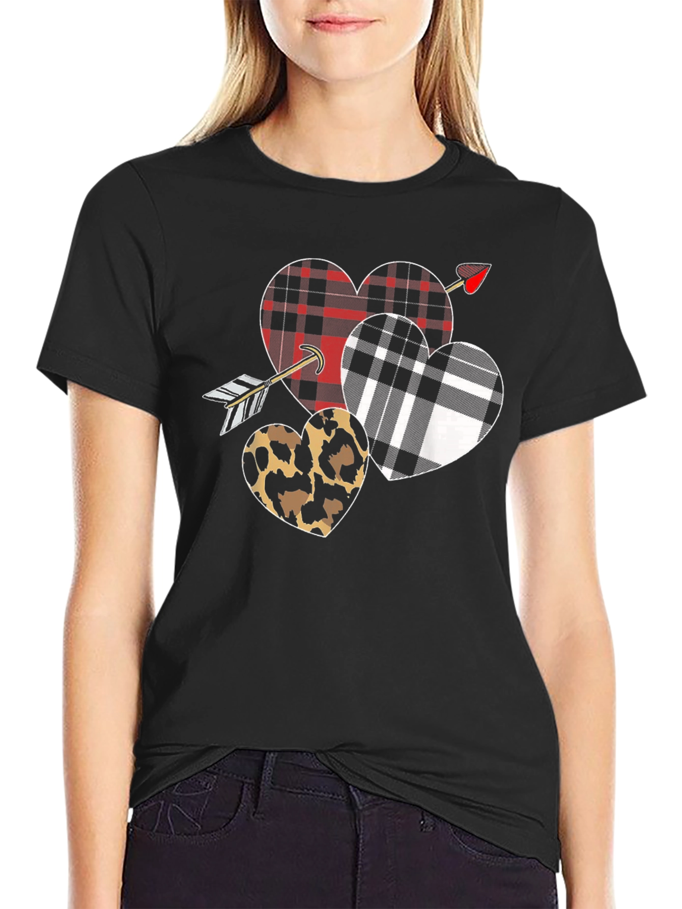 Heart Arrow T-Shirt Valentines Day Black Graphic Tee