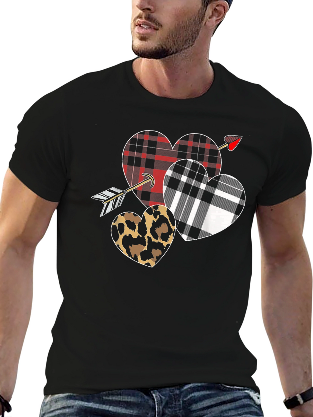 Heart Arrow T-Shirt Valentines Day Black Graphic Tee