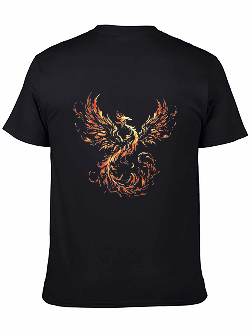 Fiery Phoenix Graphic Black T-Shirt