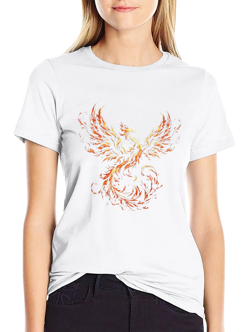 Fiery Phoenix Graphic Black T-Shirt