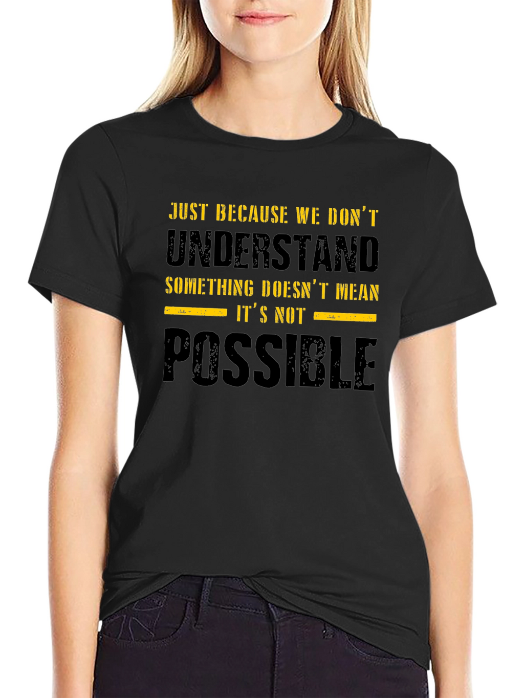 Inspirational Quote Graphic Print Black T-Shirt