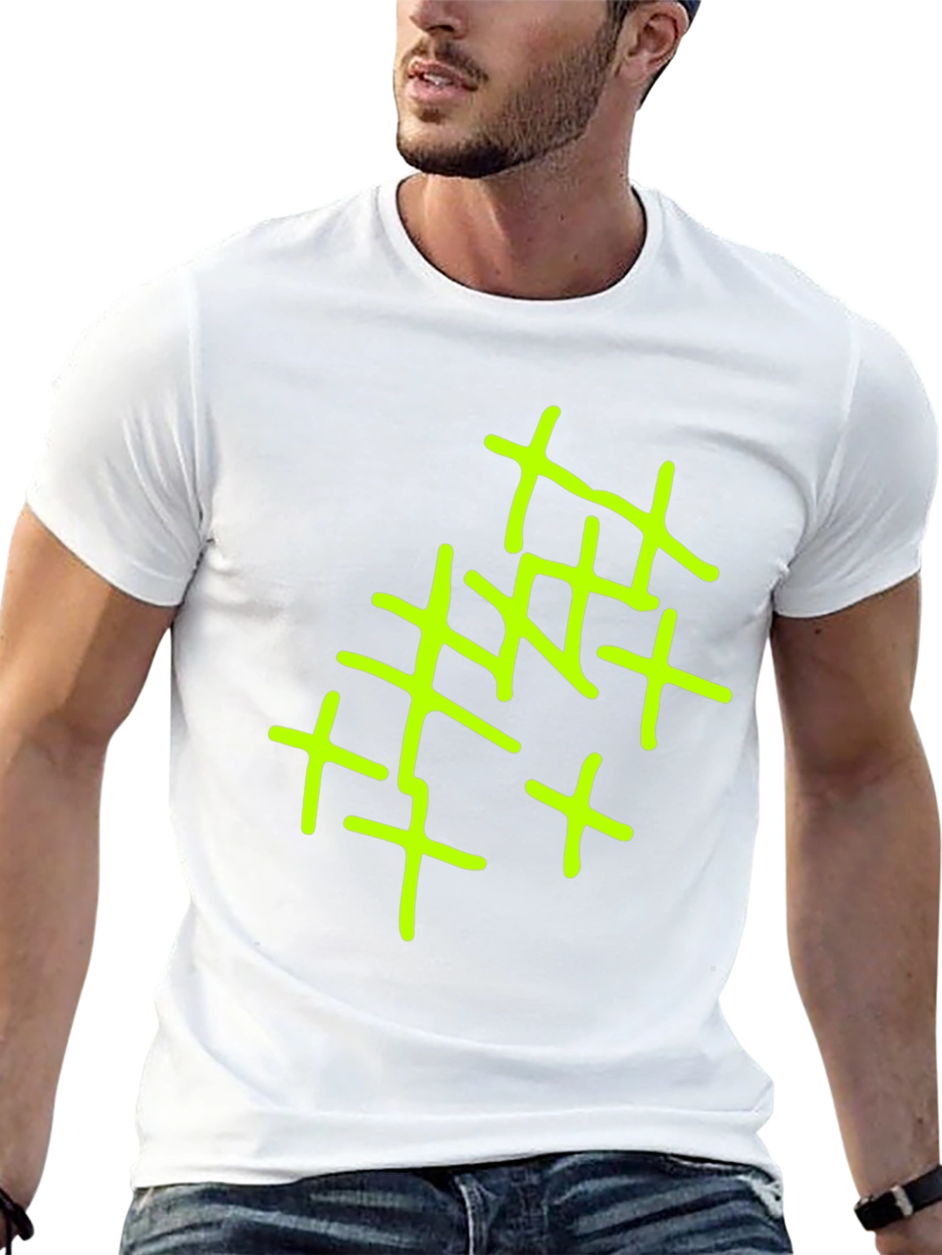 Abstract Cross Design Mens Black T-Shirt