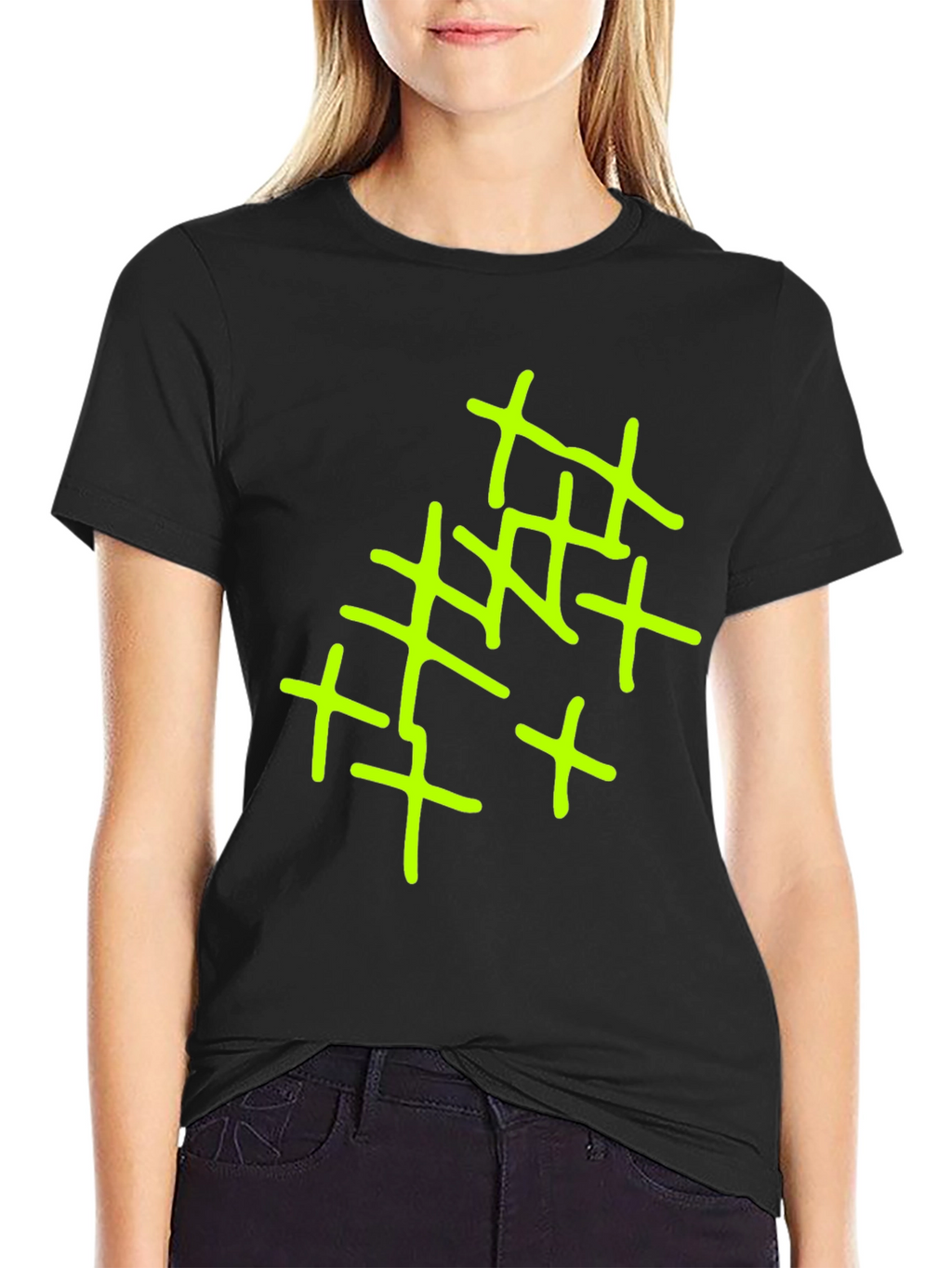 Abstract Cross Design Mens Black T-Shirt
