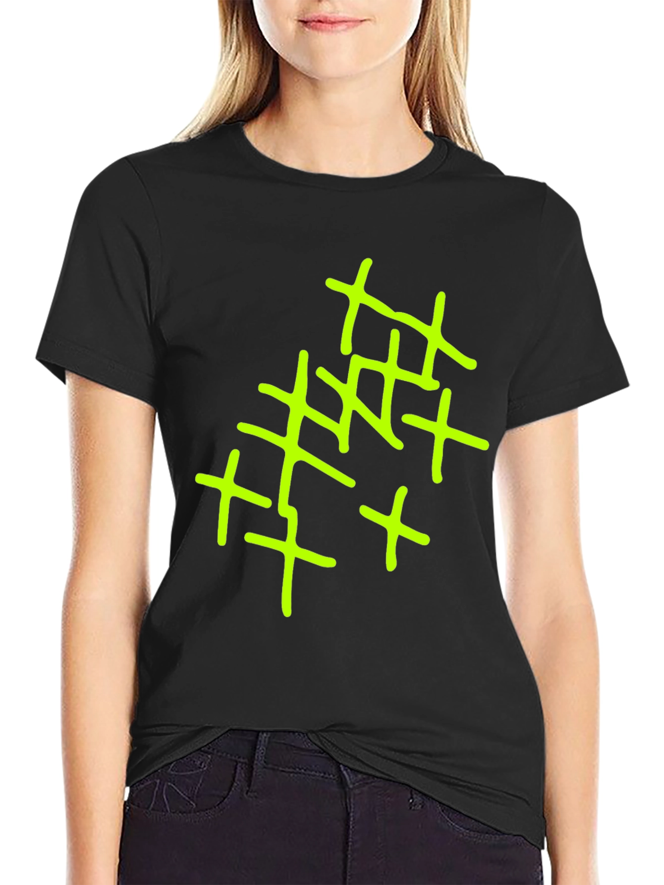 Abstract Cross Design Mens Black T-Shirt