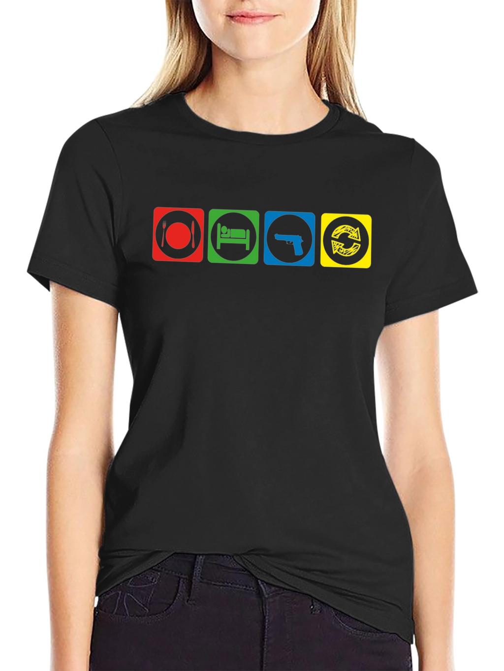 Eat Sleep Gun Repeat Graphic T-Shirt