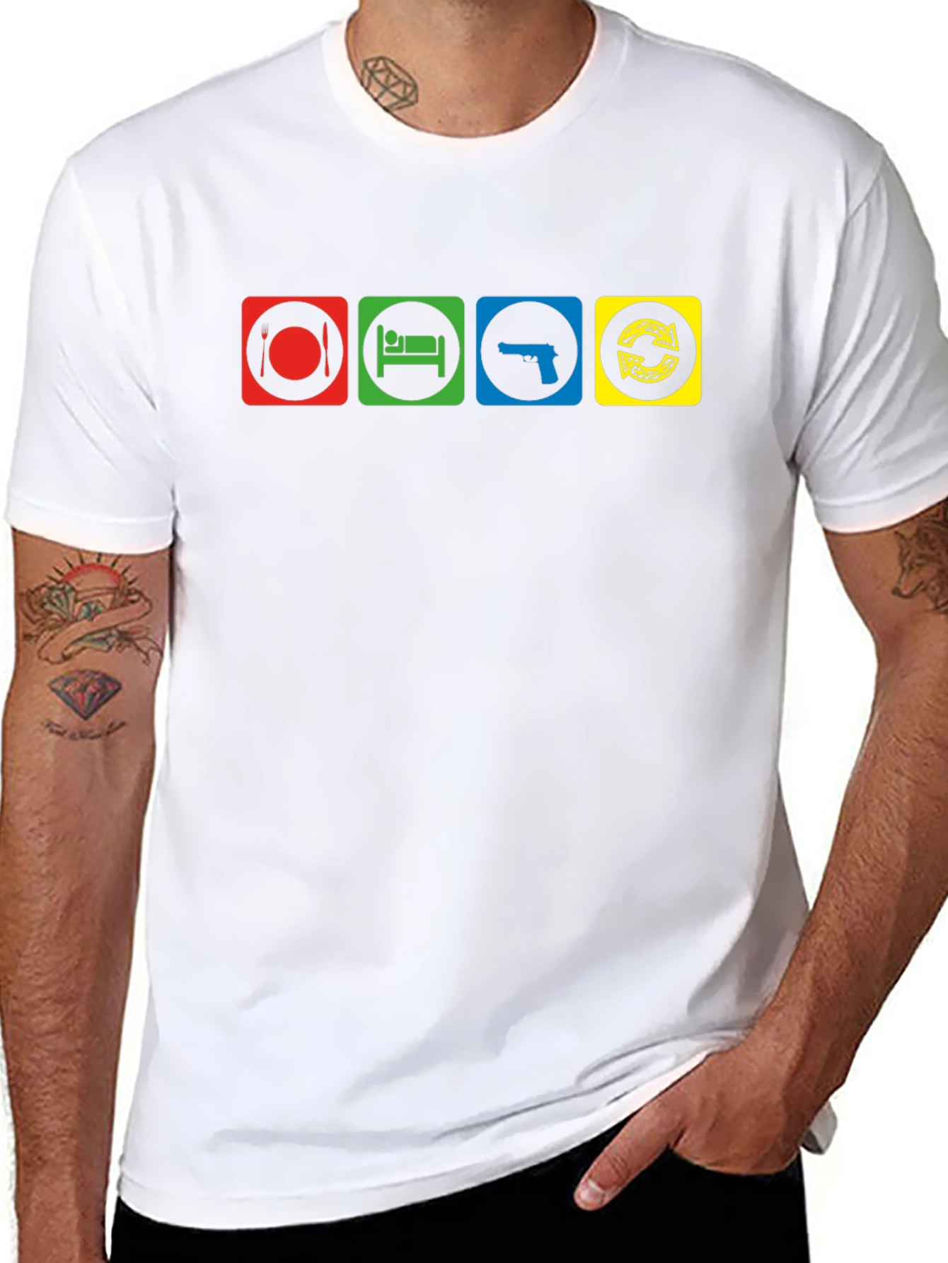 Eat Sleep Gun Repeat Graphic T-Shirt