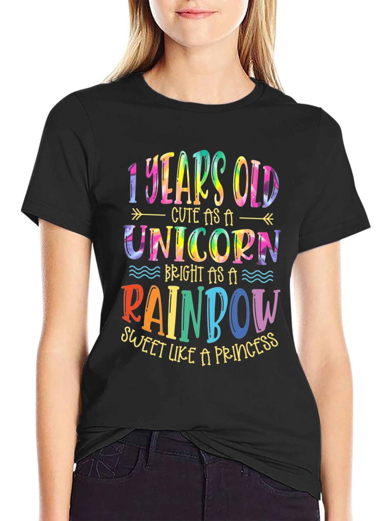 1 Year Old Unicorn Rainbow Princess Birthday T-Shirt