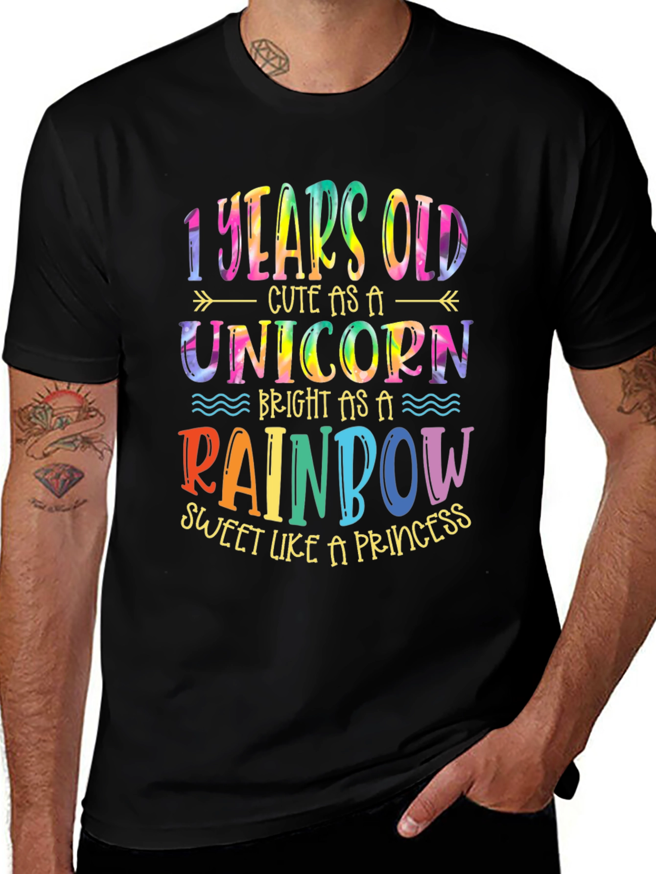 1 Year Old Unicorn Rainbow Princess Birthday T-Shirt