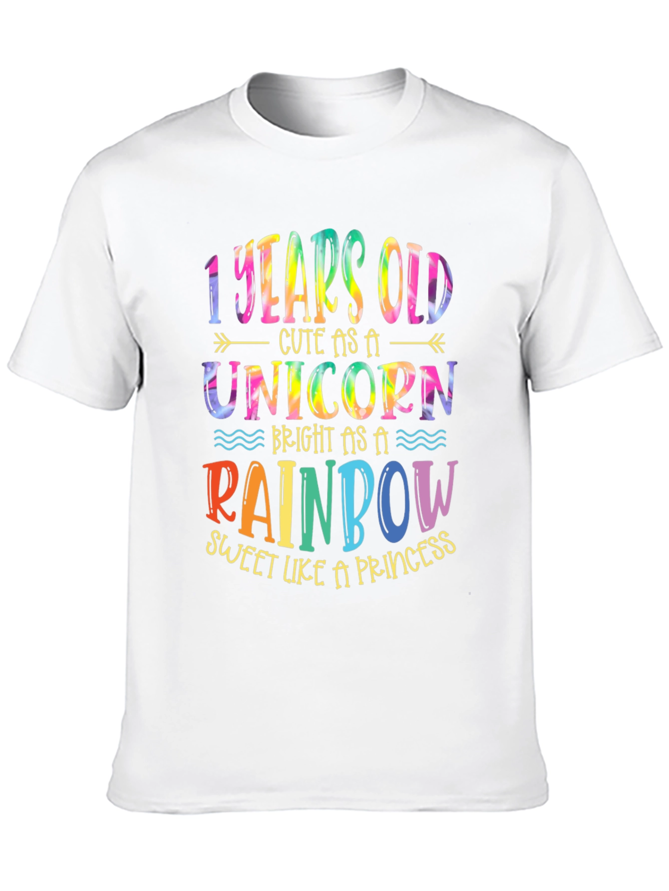 1 Year Old Unicorn Rainbow Princess Birthday T-Shirt