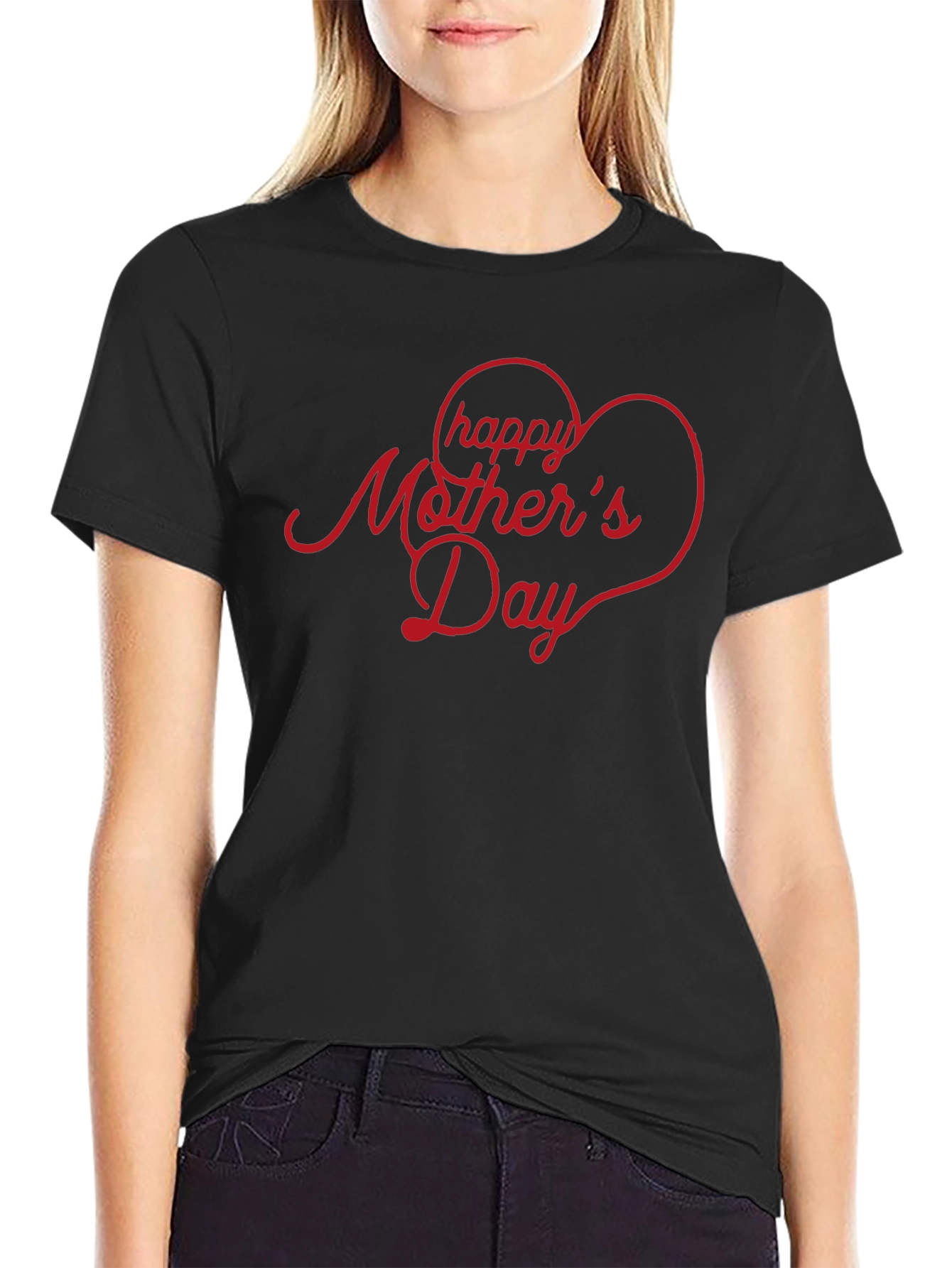 Happy Mothers Day Heart T-Shirt - Black