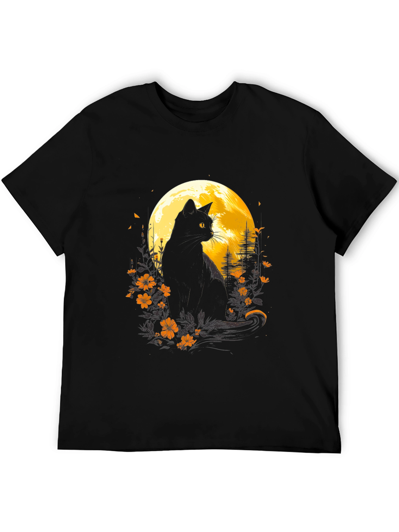 Black Cat Moon Graphic Tee