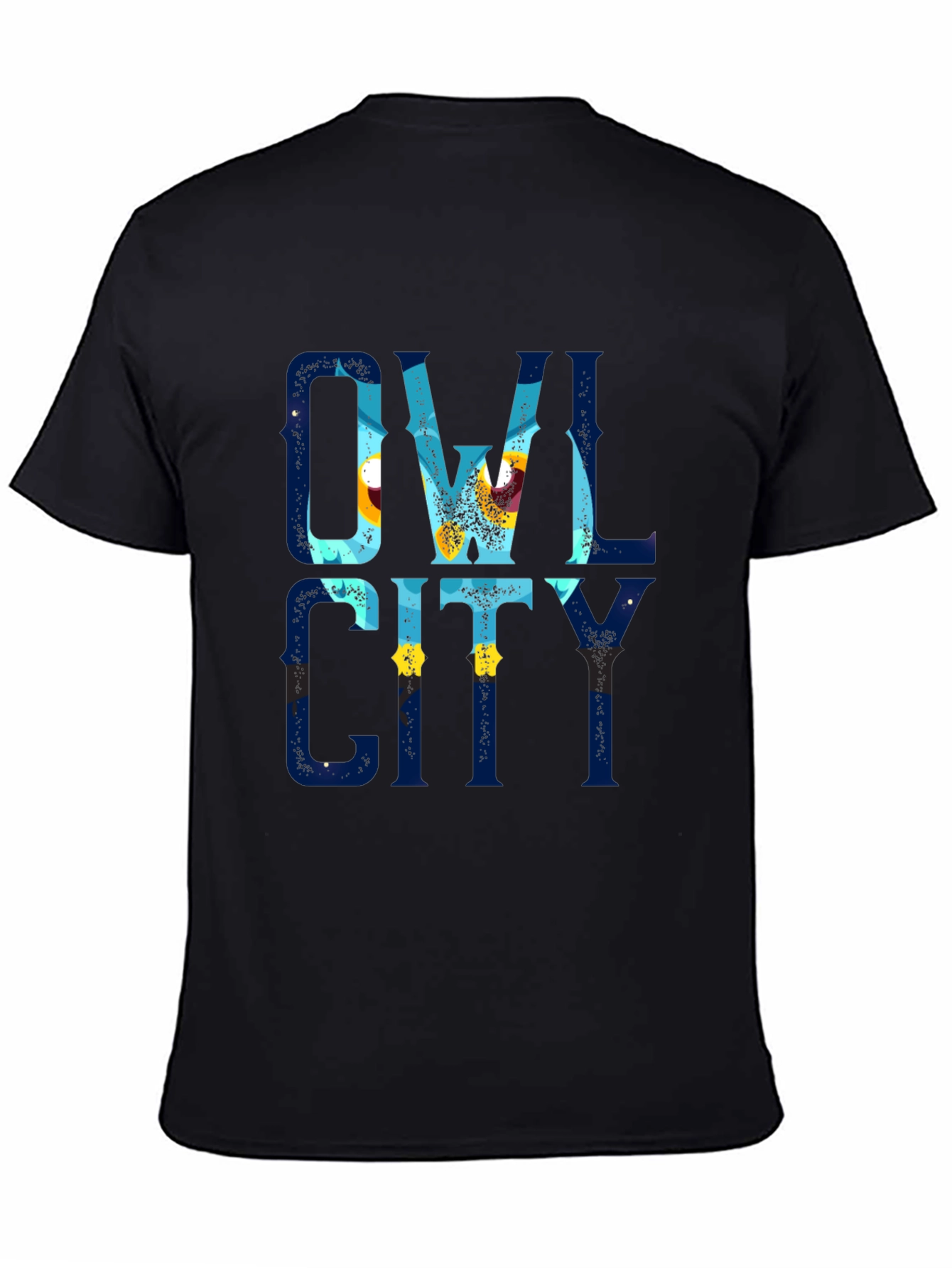Owl City Graphic Print Black T-Shirt