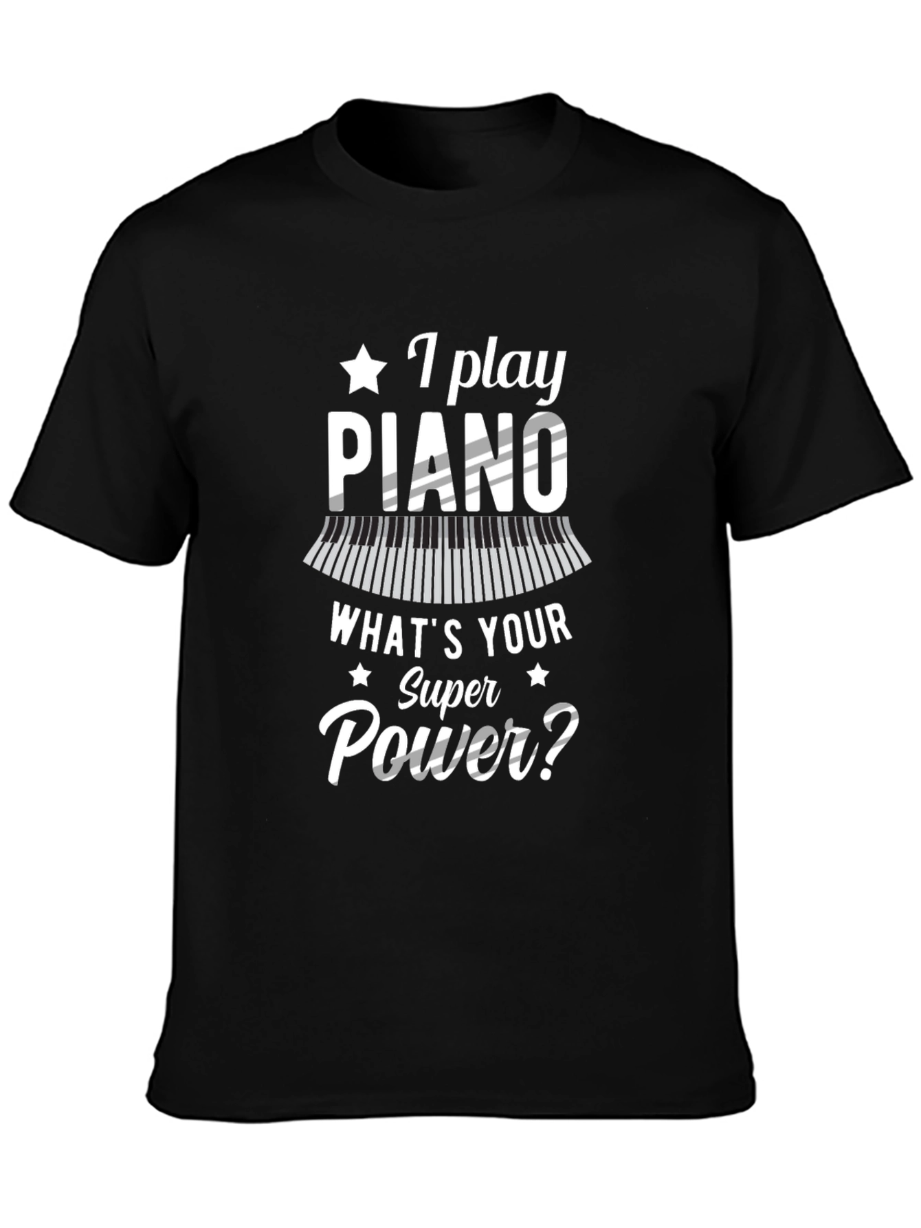 Piano Superpower Black Graphic T-Shirt
