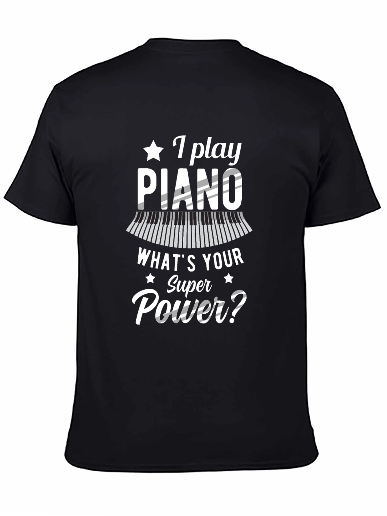 Piano Superpower Black Graphic T-Shirt
