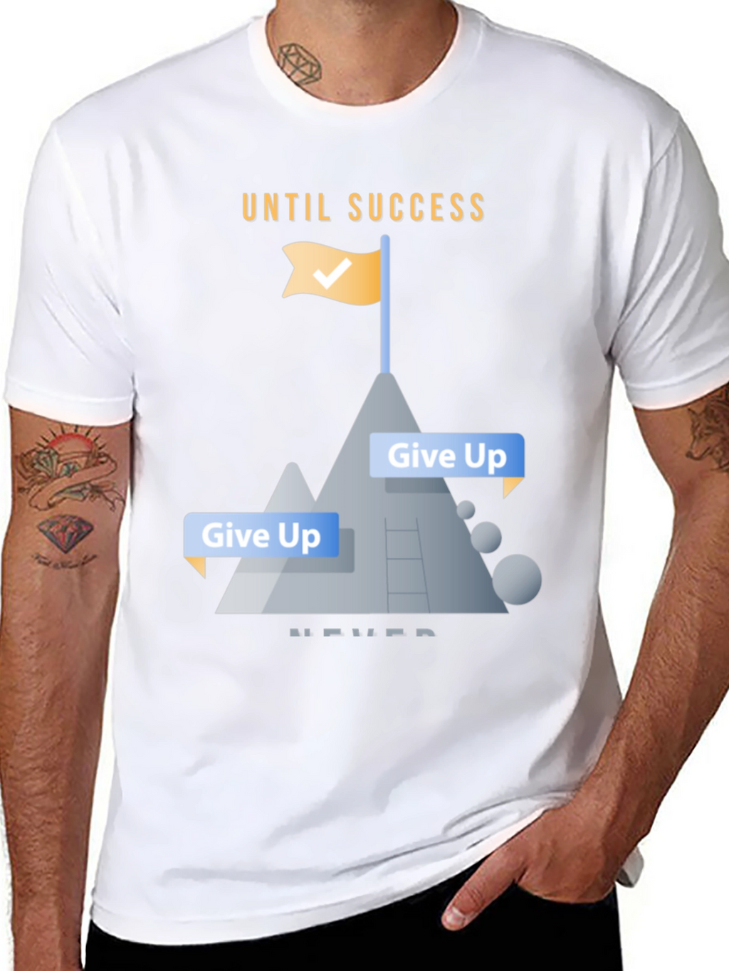 Motivational Until Success Never Give Up Black T-Shirt
