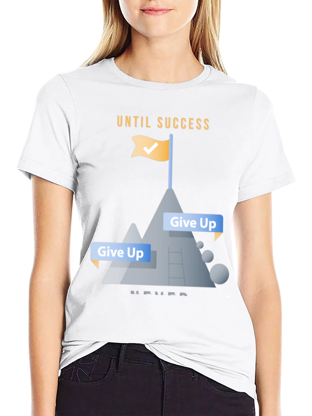 Motivational Until Success Never Give Up Black T-Shirt
