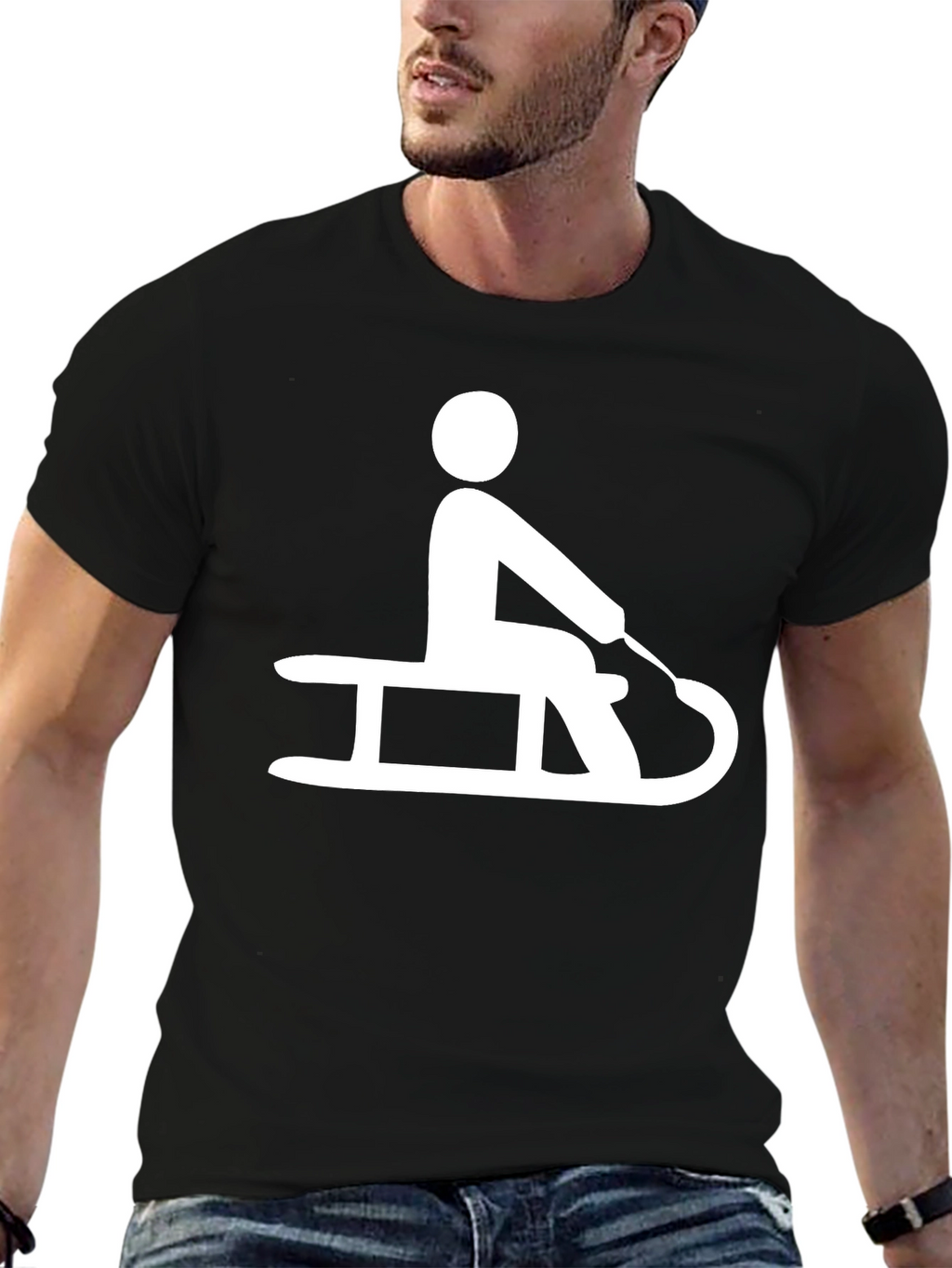 Sledding T-Shirt: Black Graphic Tee