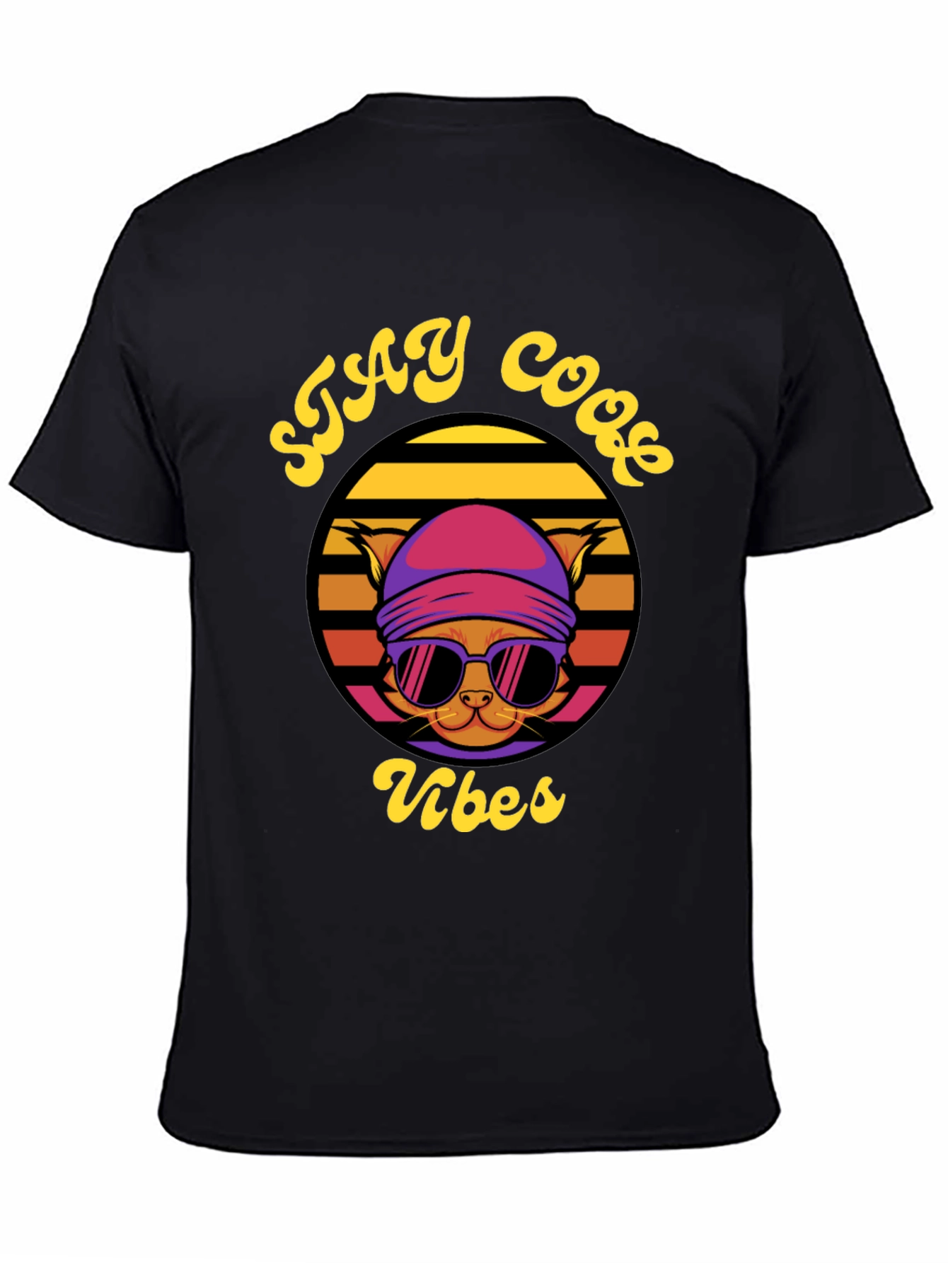 Stay Cool Vibes Cat Graphic T-Shirt