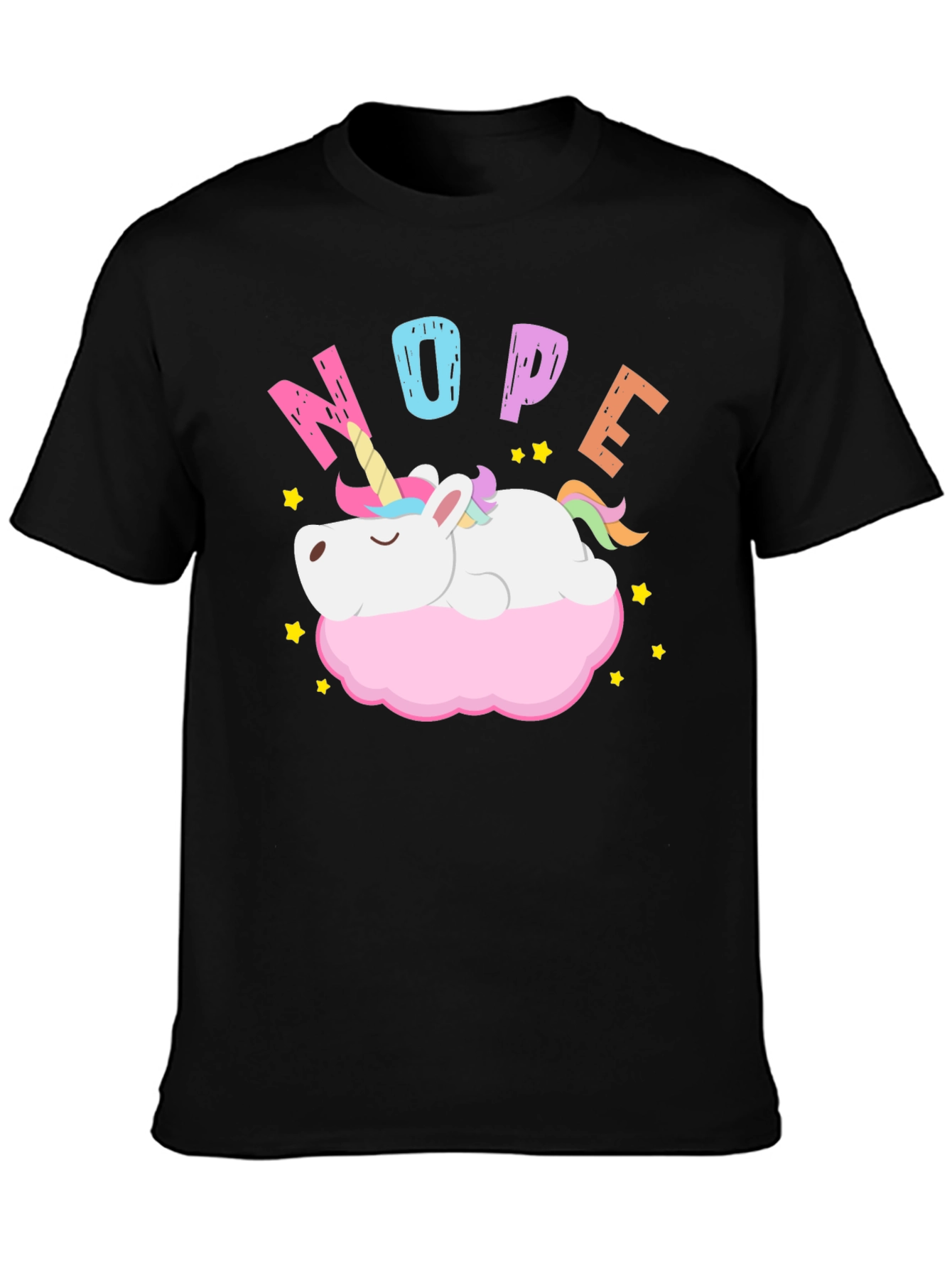 Nope Unicorn T-Shirt - Lazy Cartoon Graphic Tee
