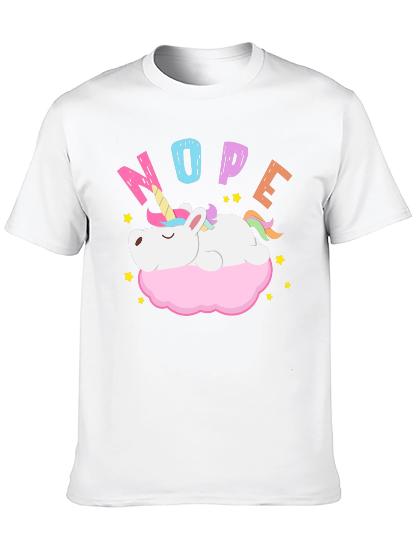 Nope Unicorn T-Shirt - Lazy Cartoon Graphic Tee