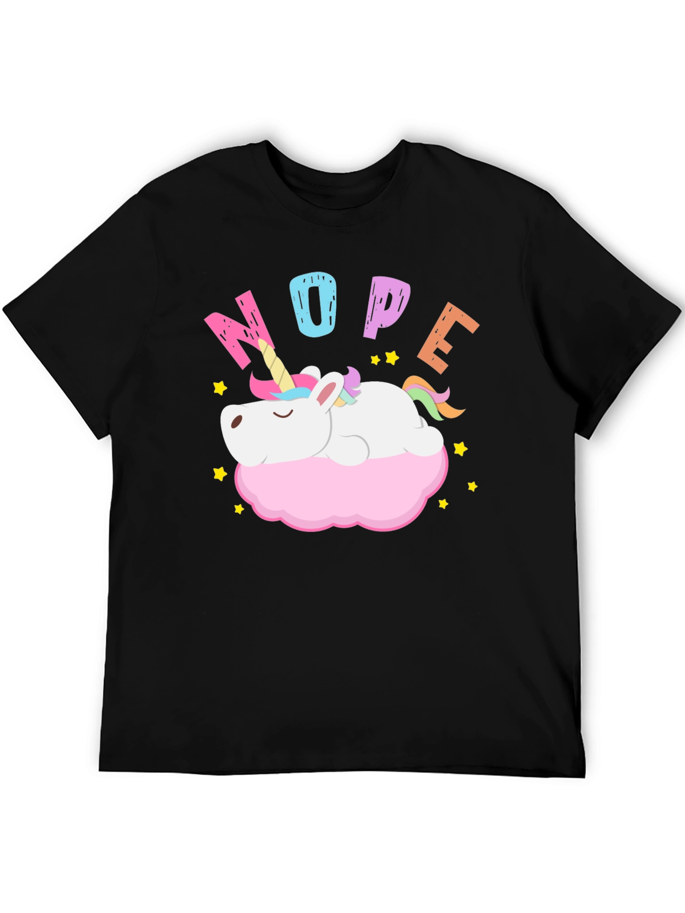 Nope Unicorn T-Shirt - Lazy Cartoon Graphic Tee