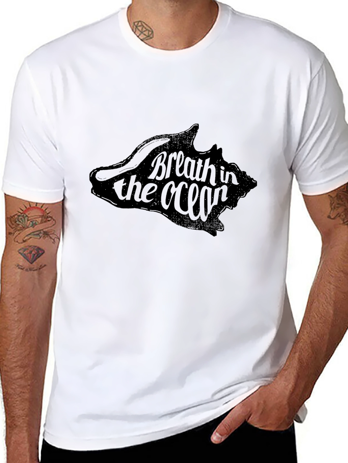 Breath in the Ocean Graphic Tee - Black