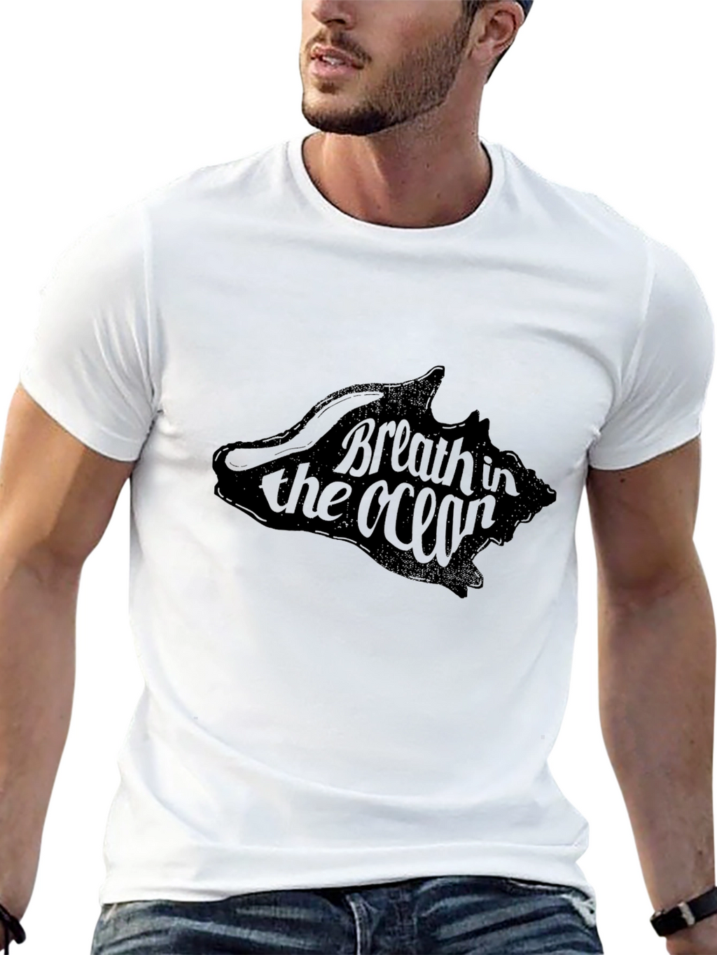 Breath in the Ocean Graphic Tee - Black