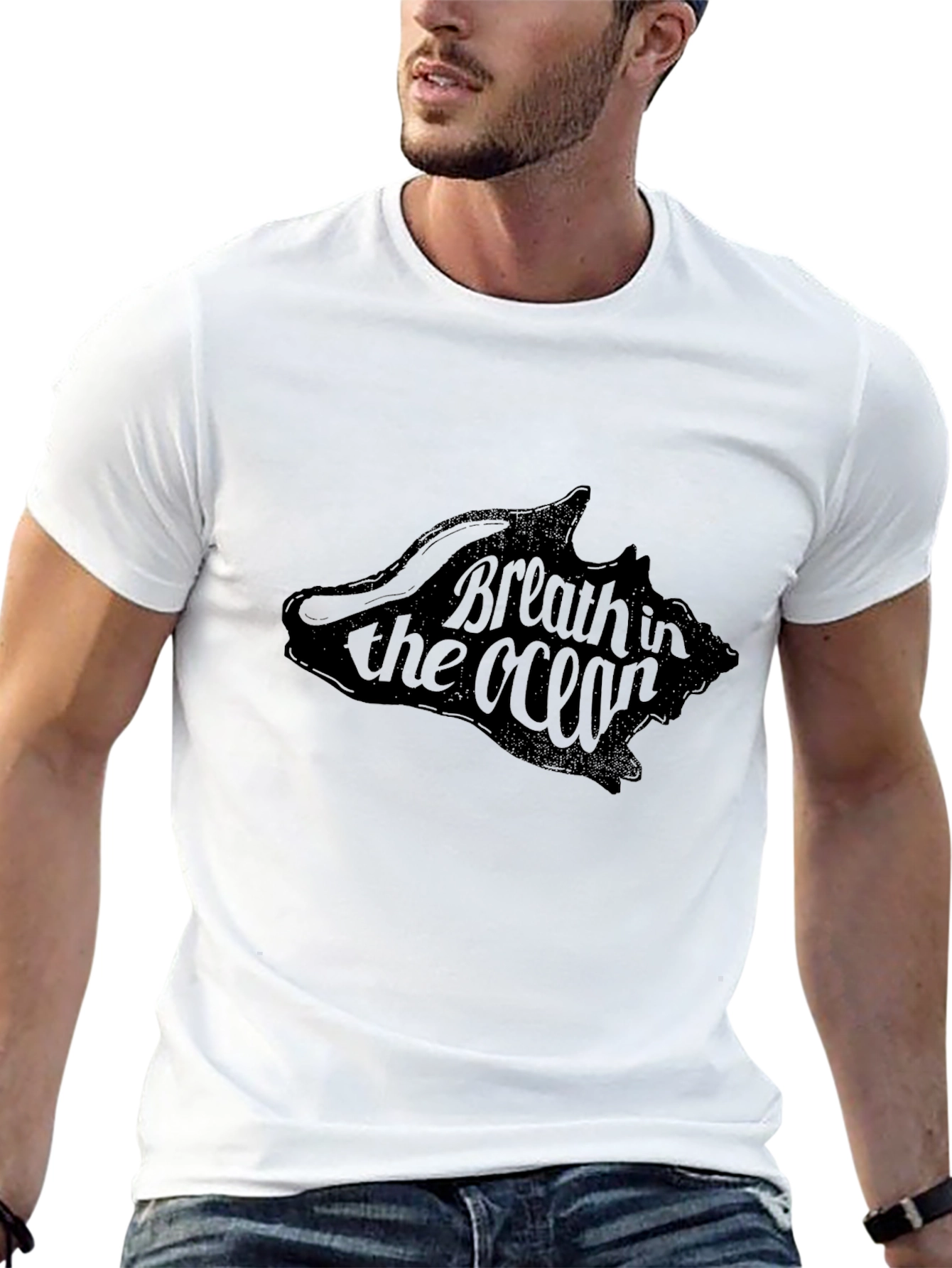 Breath in the Ocean Graphic Tee - Black