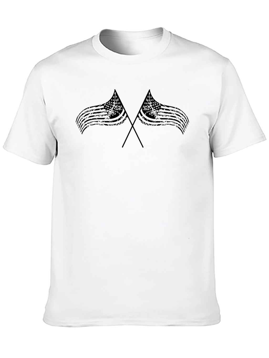 Distressed American Flag Graphic Tee - Black