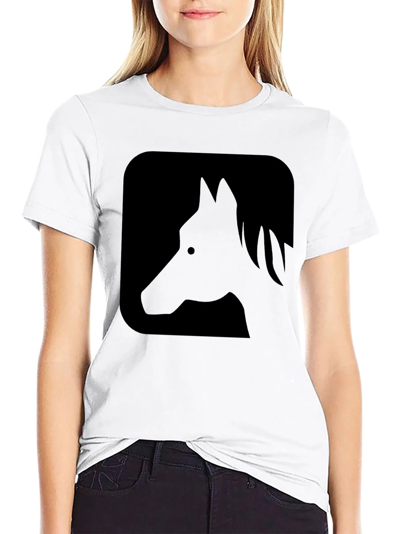 Black Horse Silhouette Graphic Tee - Casual Comfort