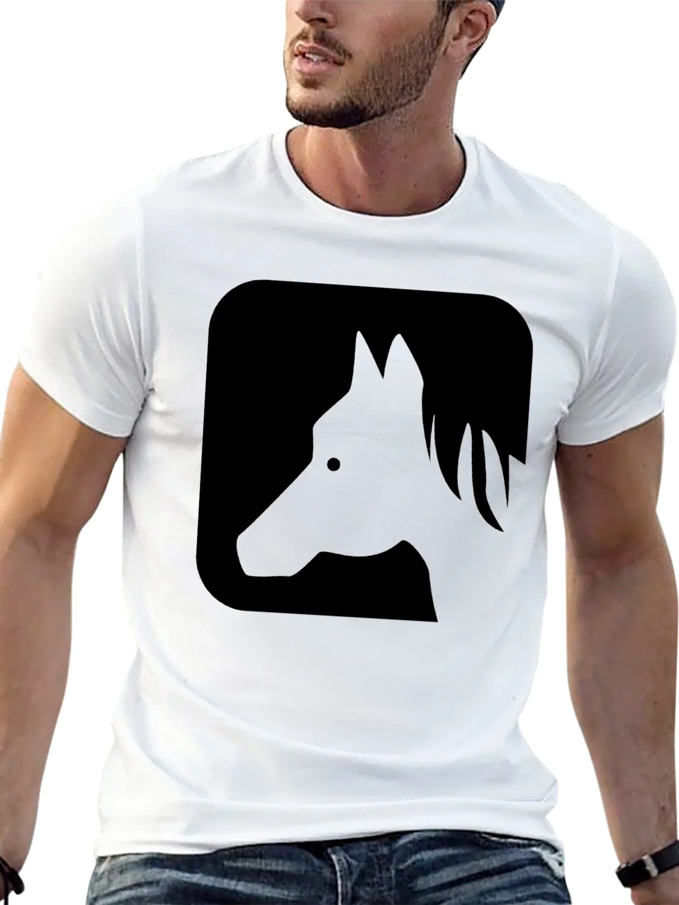 Black Horse Silhouette Graphic Tee - Casual Comfort