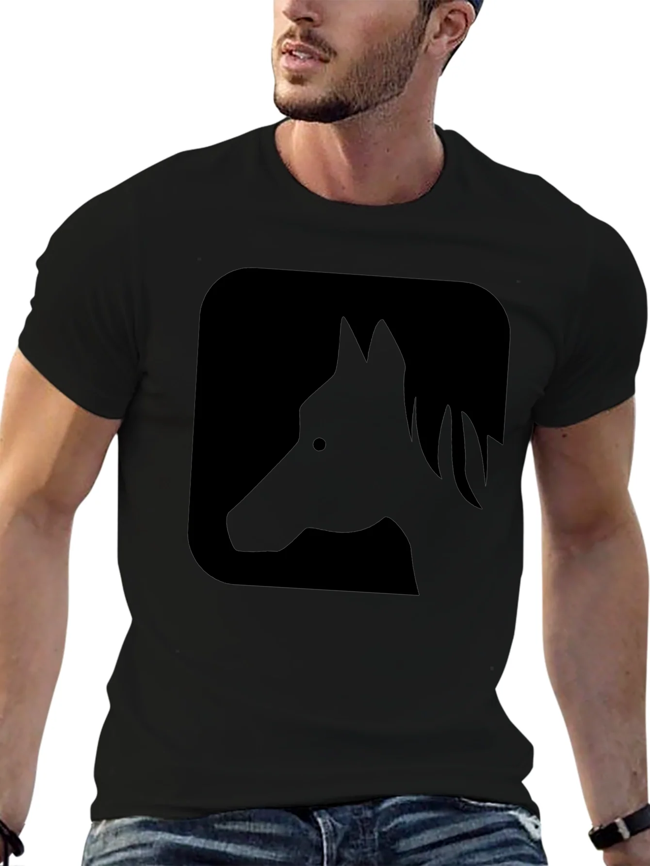 Black Horse Silhouette Graphic Tee - Casual Comfort
