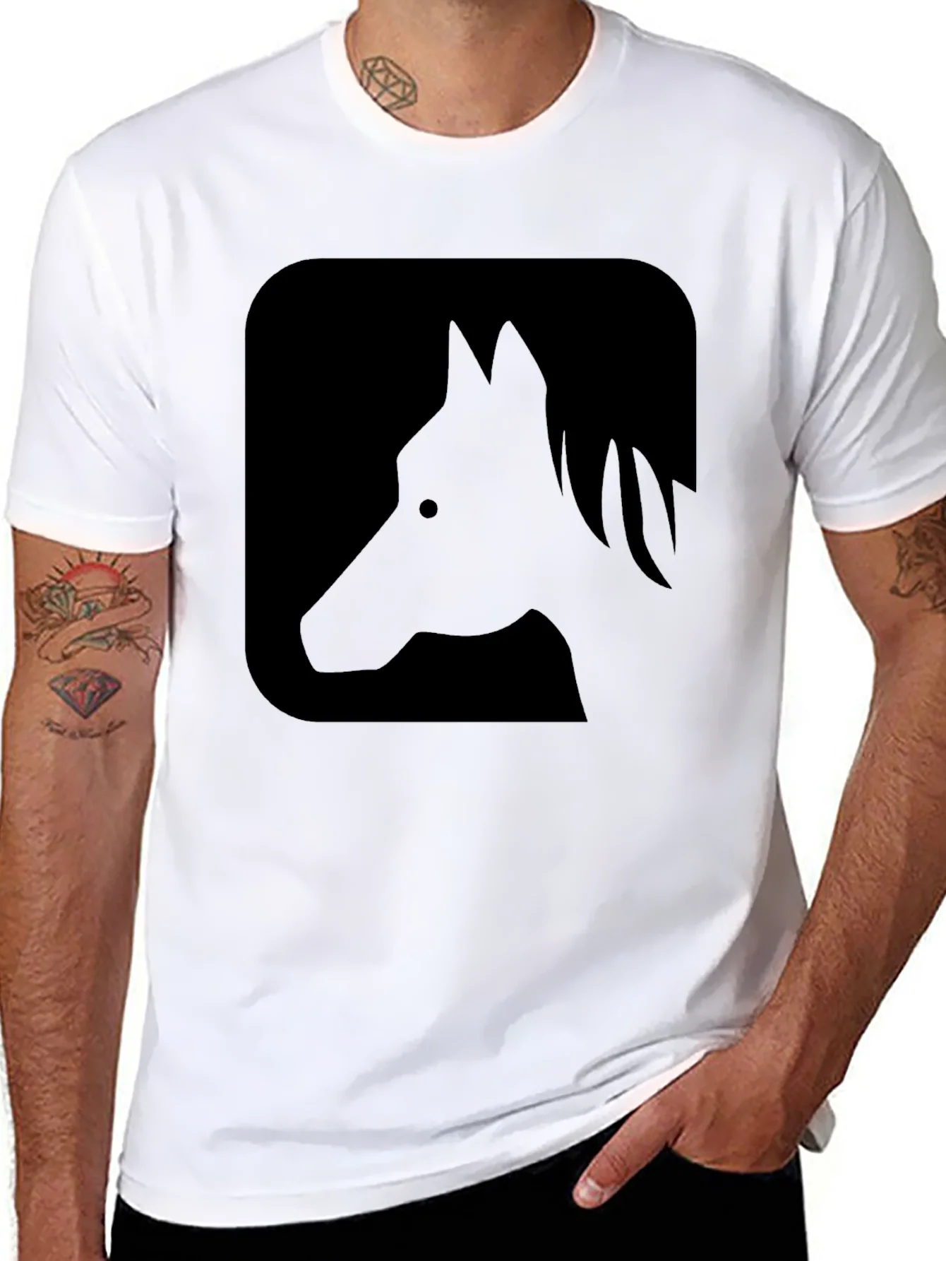 Black Horse Silhouette Graphic Tee - Casual Comfort