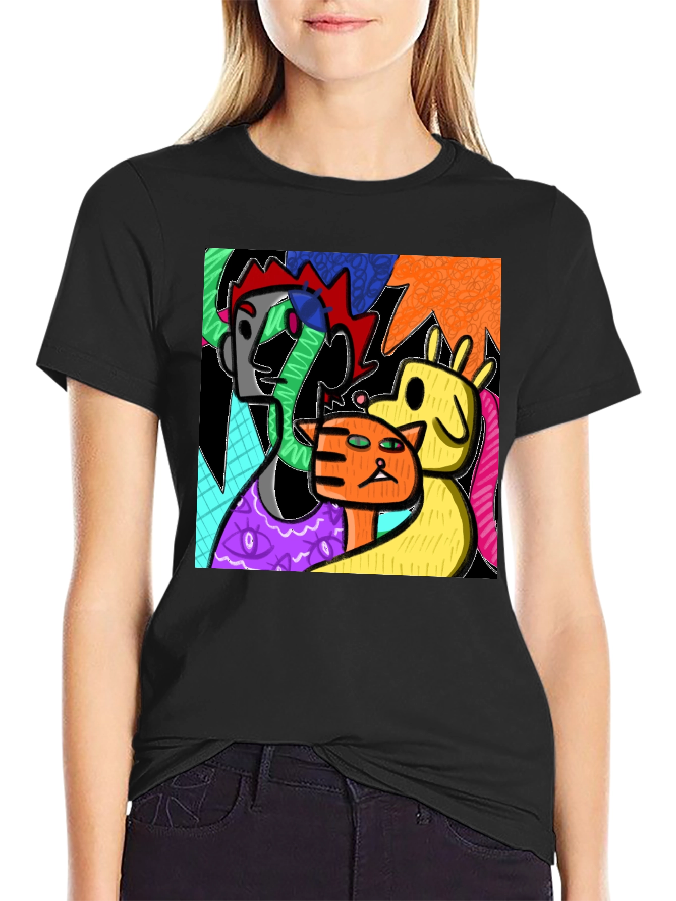 Abstract Art Graphic Print Crew Neck T-Shirt