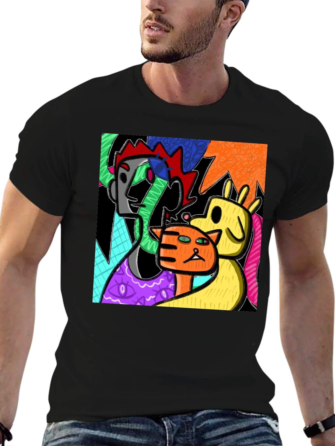 Abstract Art Graphic Print Crew Neck T-Shirt
