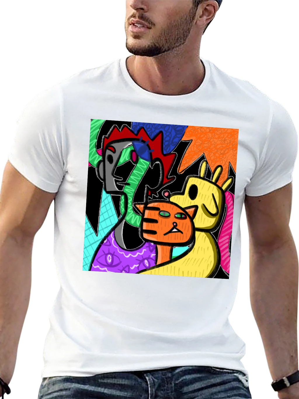 Abstract Art Graphic Print Crew Neck T-Shirt