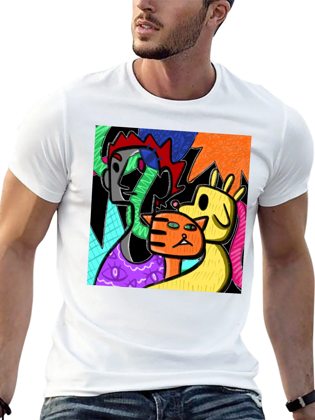 Abstract Art Graphic Print Crew Neck T-Shirt