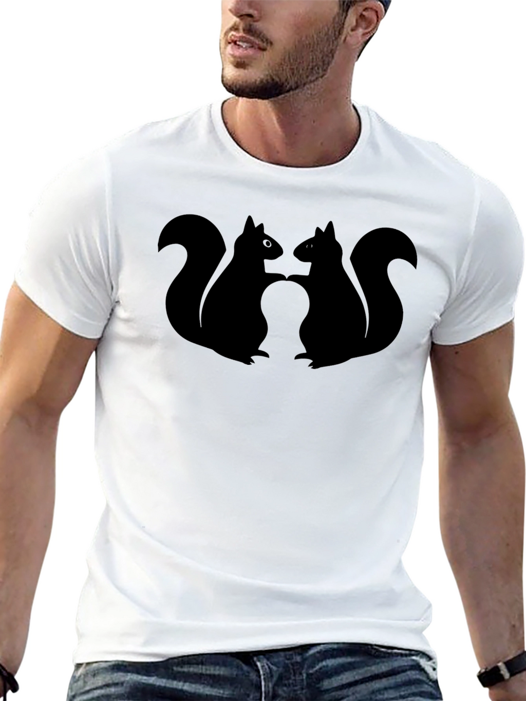 Squirrel Silhouette Graphic Tee - Black