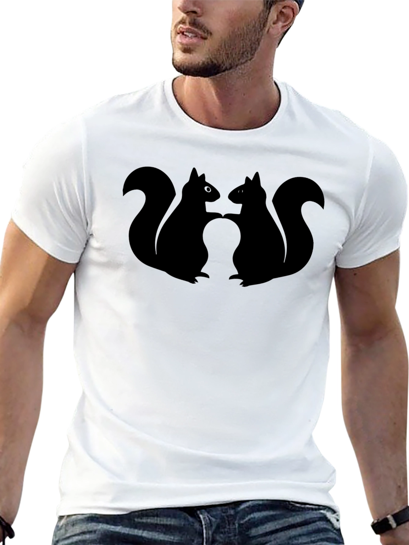 Squirrel Silhouette Graphic Tee - Black